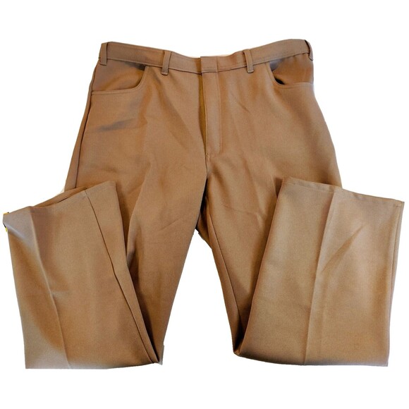 Vintage John Blair Pants Men's 40M Brown Slacks Polyester Western Stitch Pocket - Picture 1 of 12